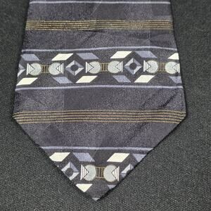 CLUBFELLOW Men's Dark Blue Geometric Italian Silk Necktie Classic